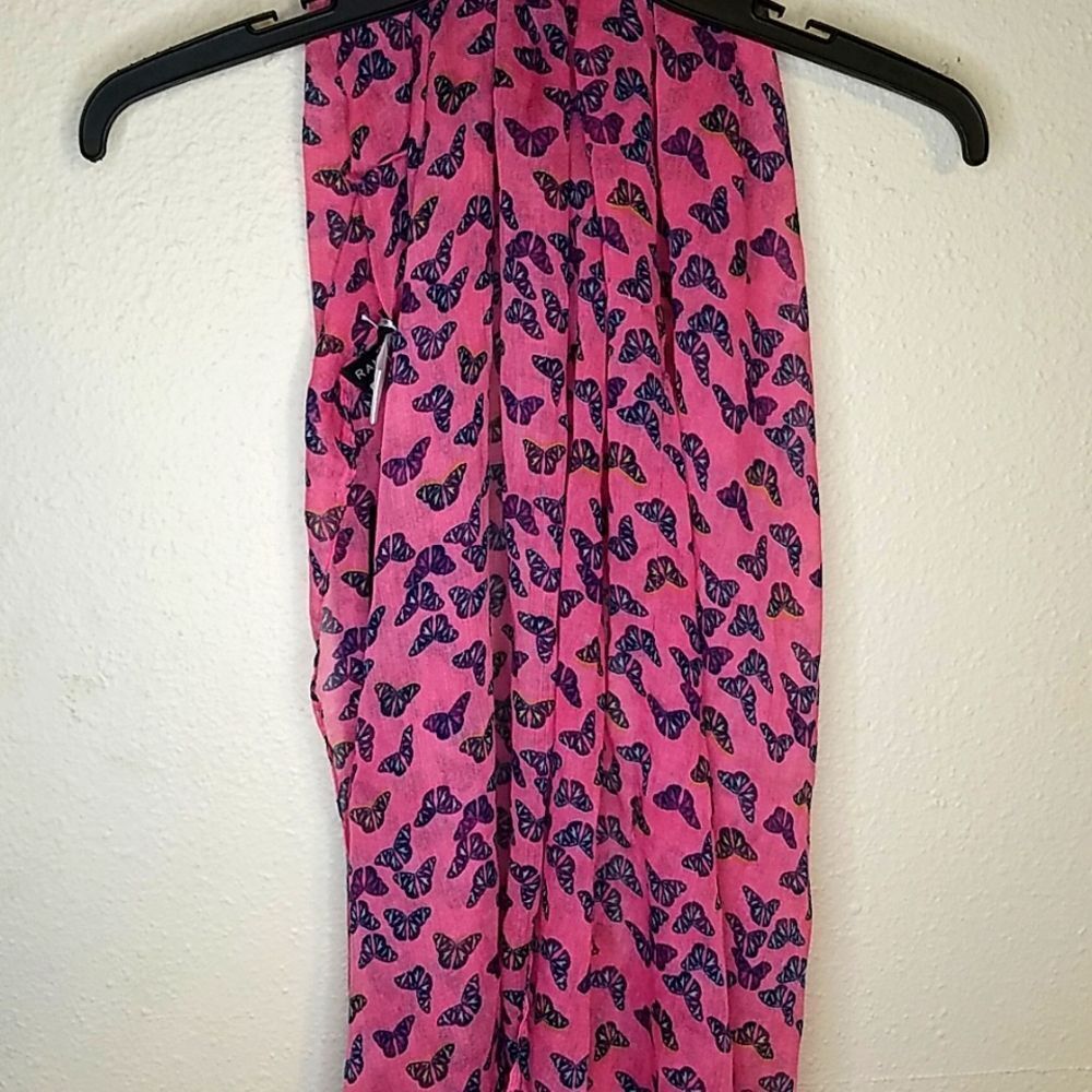 Rampage pink butterfly infinity scarf NWT
